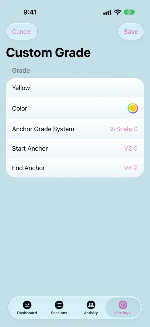 Custom Grade editor for Yellow, anchored from V2 to V4